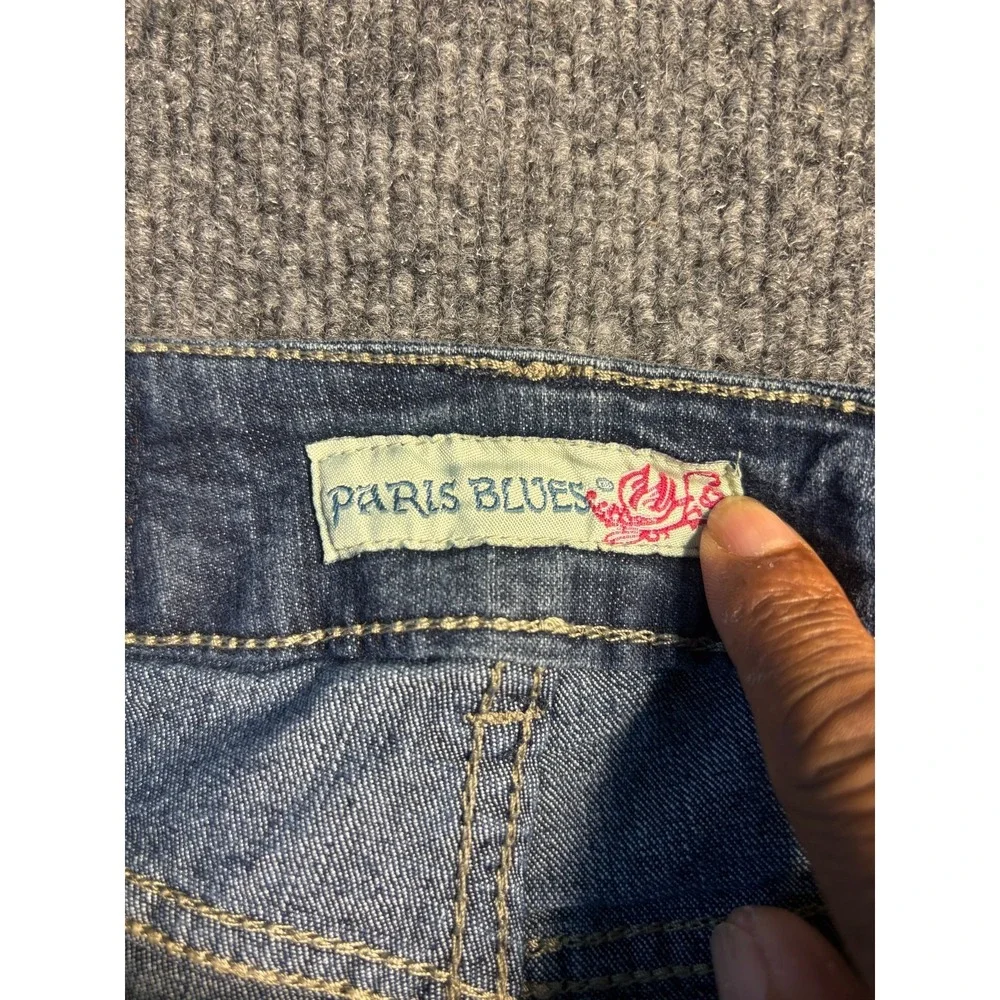 Paris Blues Skinny Jeans Womens‎ 1 Blue Denim Contrast Stitch Faded Whiskered